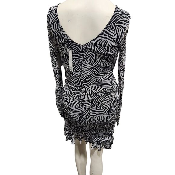 Sanctuary Let's Party Mesh Mini Dress Womens SZ Med NWT Zebra Baddie Y2K Urban - Picture 3 of 4